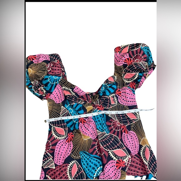 Farm Rio Mix Sea Shell Puff Sleeve Mini Dress - Picture 3 of 10